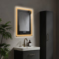 LED Bathroom Wall Mirror, 500x700mm Smart Anti-Fog Mirror with Touch Control, Digital Clock & Temp Display, for Vanity Makeup