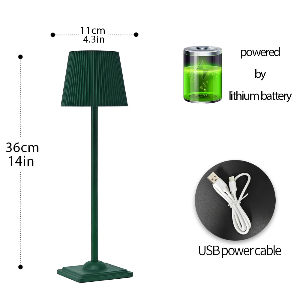 Wireless Table Lamp Rechargeable LED Night Reading Light Touch Stepless Dimming Bedside Desk Lamp Hotel Bar Bedroom Decoration