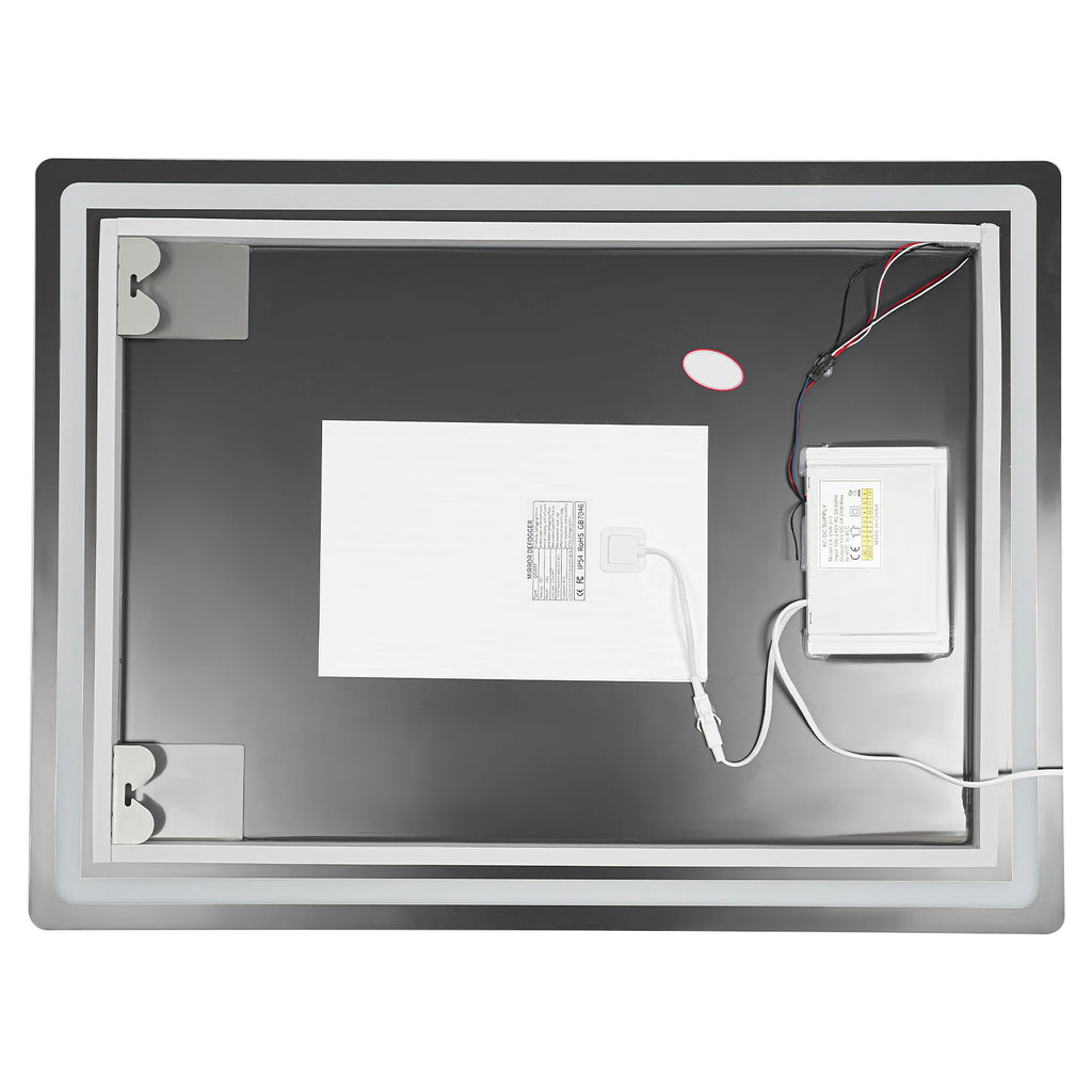 LED Bathroom Wall Mirror, 500x700mm Smart Anti-Fog Mirror with Touch Control, Digital Clock & Temp Display, for Vanity Makeup