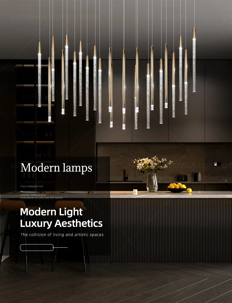 Modern Ceiling Chandeliers Kitchen Island Acrylic Pendant Light Chandelier Over the Dining Table Lighting Luxury Hanging Lamp