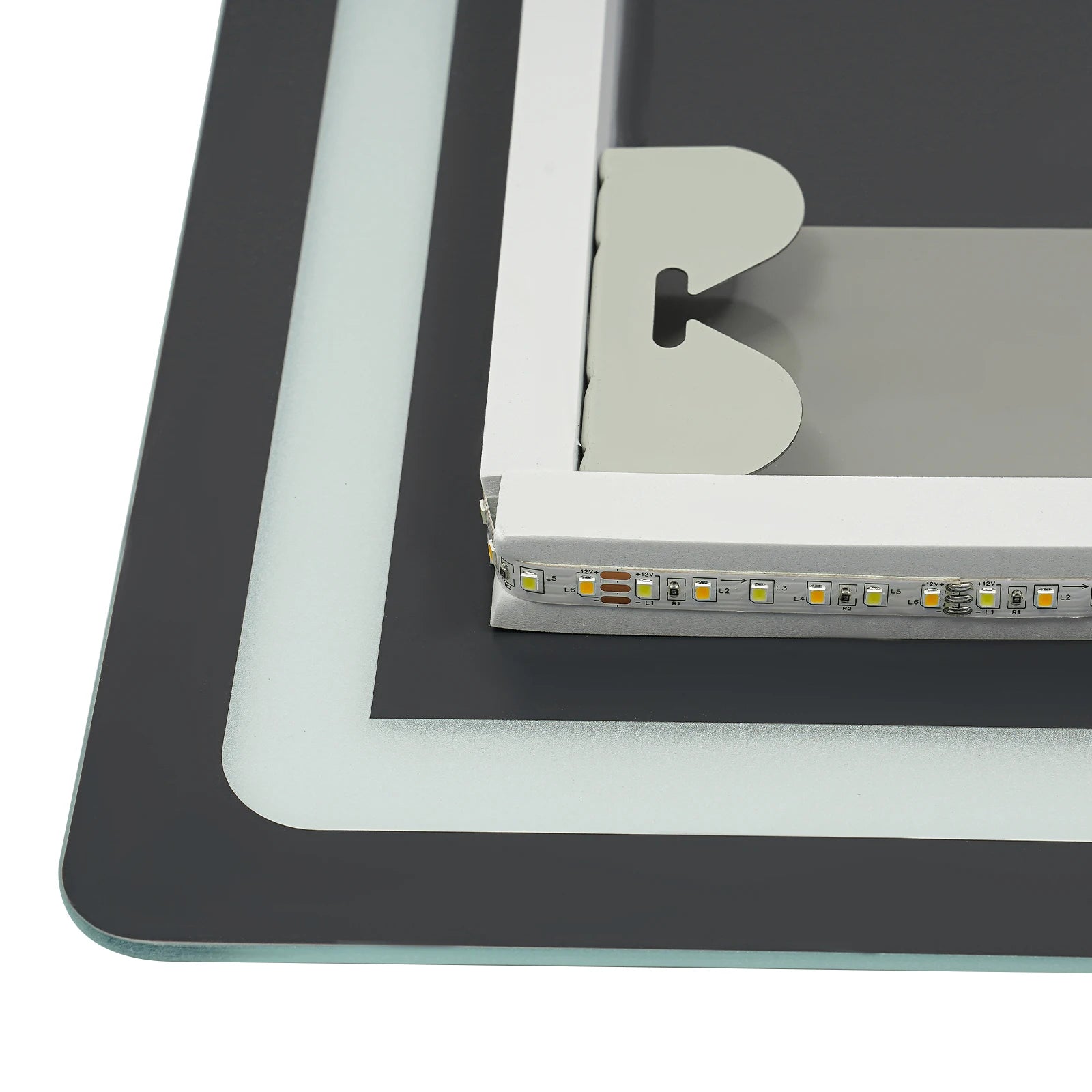 LED Bathroom Wall Mirror, 500x700mm Smart Anti-Fog Mirror with Touch Control, Digital Clock & Temp Display, for Vanity Makeup