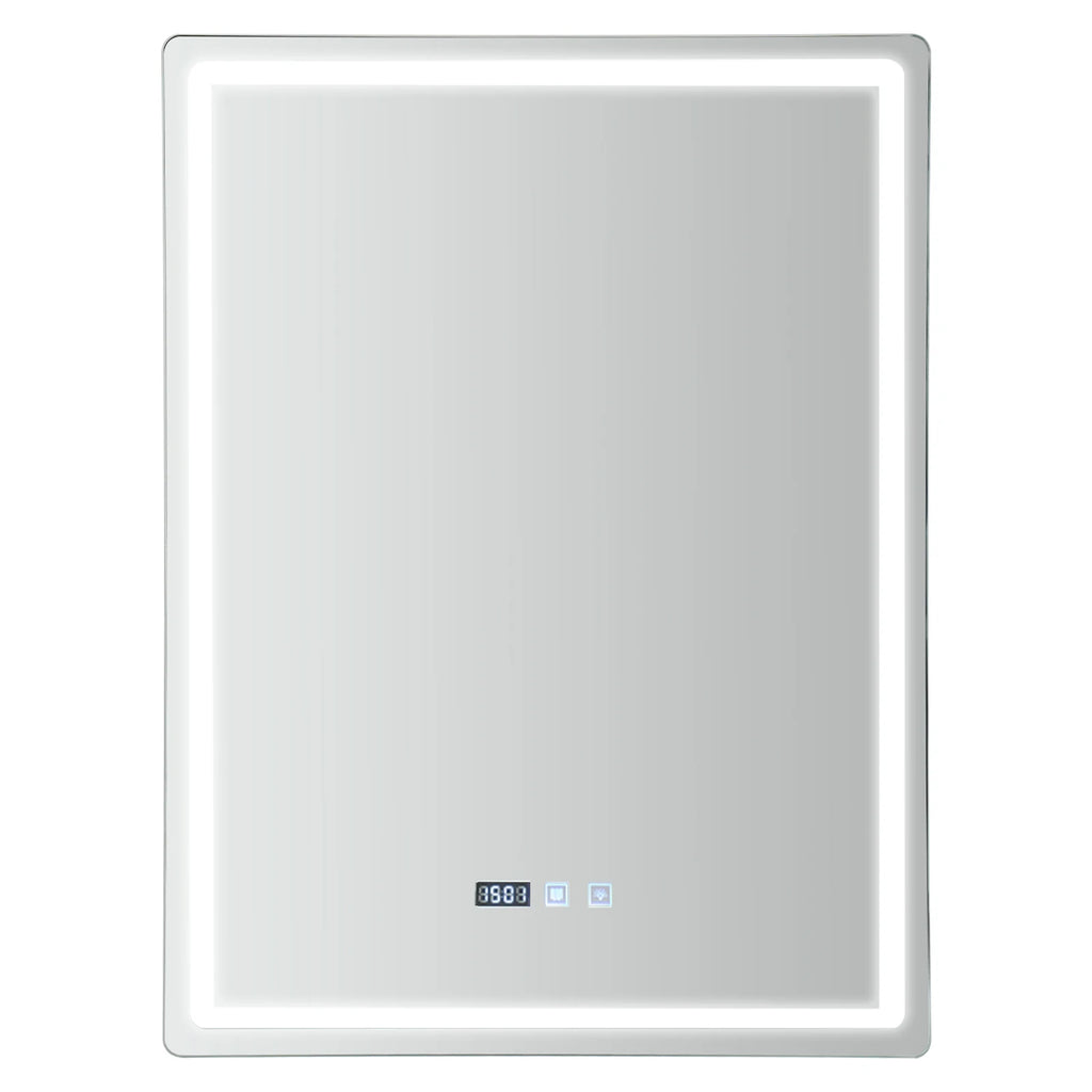 LED Bathroom Wall Mirror, 500x700mm Smart Anti-Fog Mirror with Touch Control, Digital Clock & Temp Display, for Vanity Makeup