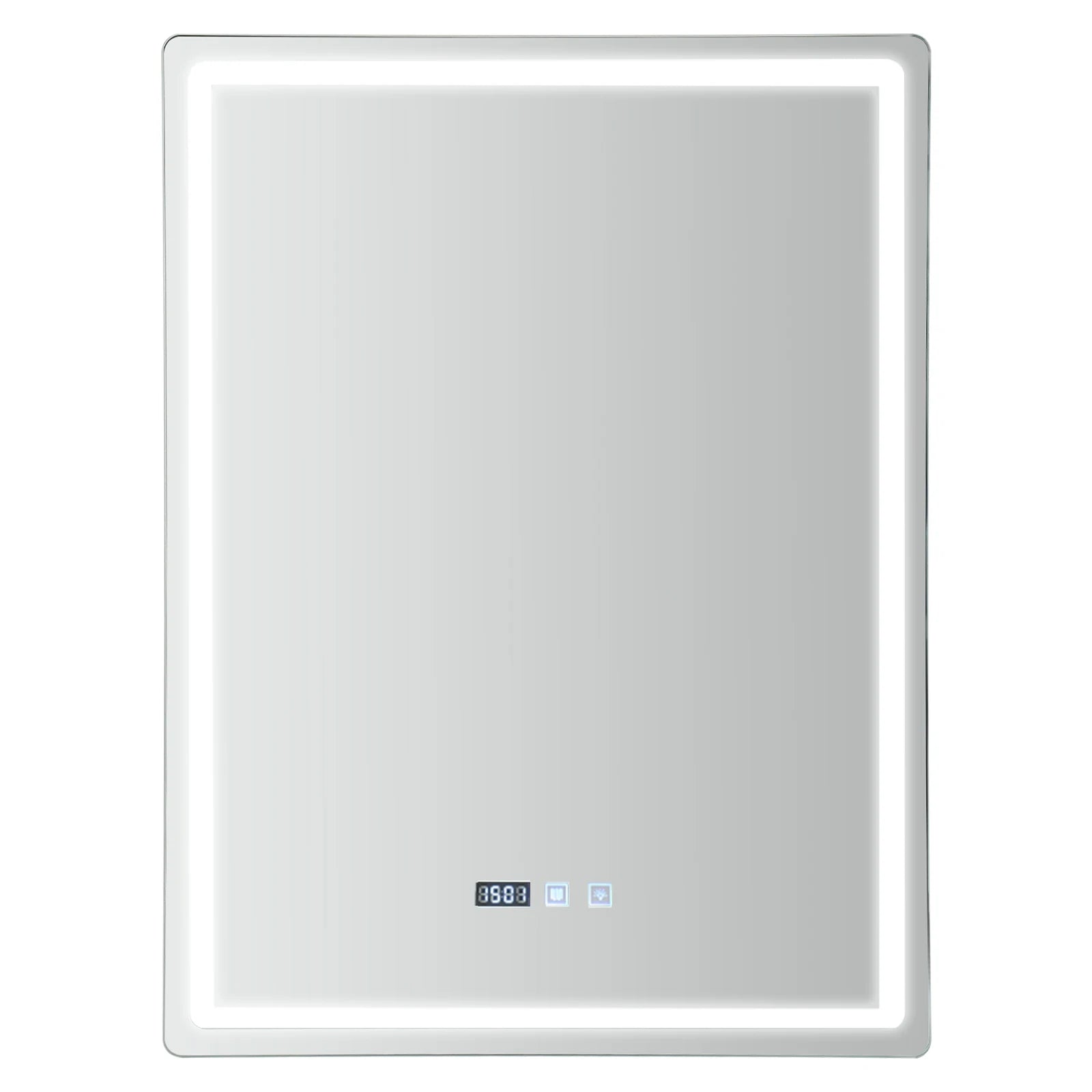 LED Bathroom Wall Mirror, 500x700mm Smart Anti-Fog Mirror with Touch Control, Digital Clock & Temp Display, for Vanity Makeup
