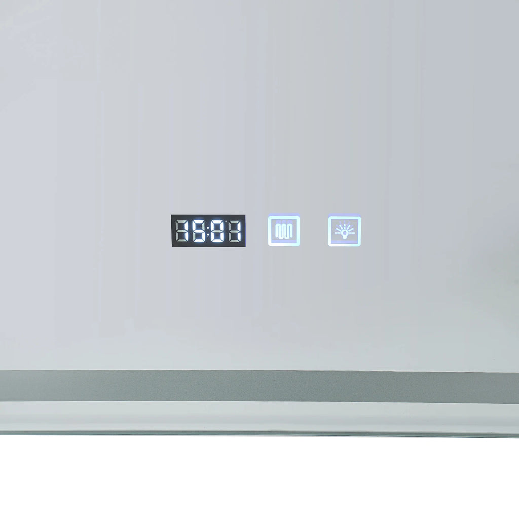 LED Bathroom Wall Mirror, 500x700mm Smart Anti-Fog Mirror with Touch Control, Digital Clock & Temp Display, for Vanity Makeup