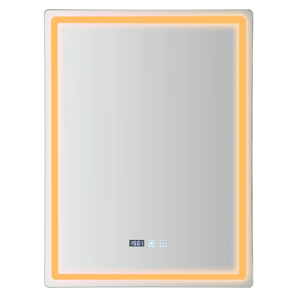 LED Bathroom Wall Mirror, 500x700mm Smart Anti-Fog Mirror with Touch Control, Digital Clock & Temp Display, for Vanity Makeup
